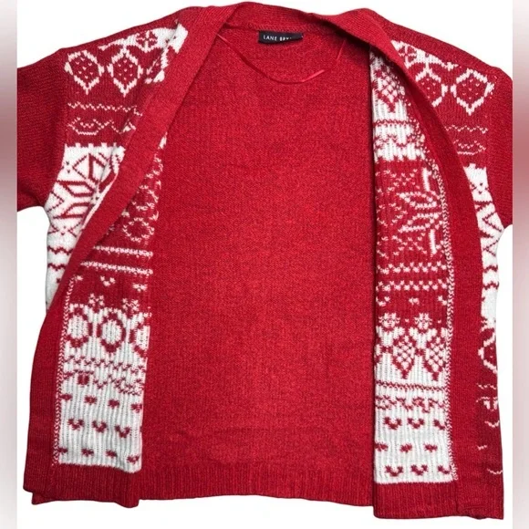 Lane Bryant Holiday‎ Cardigan Red & White Open Front Cardigan Women’s 1X - Picture 6 of 11